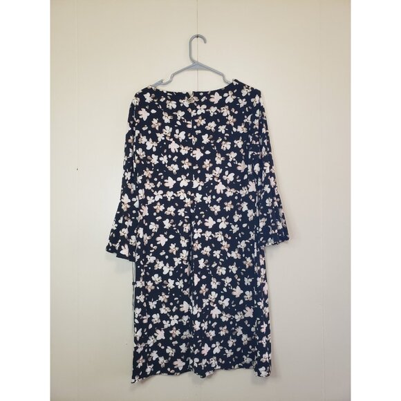 Tommy Hilfiger Womens 12 Mini Shift Dress Black Floral Flare Sleeve Office NWT - Picture 2 of 6